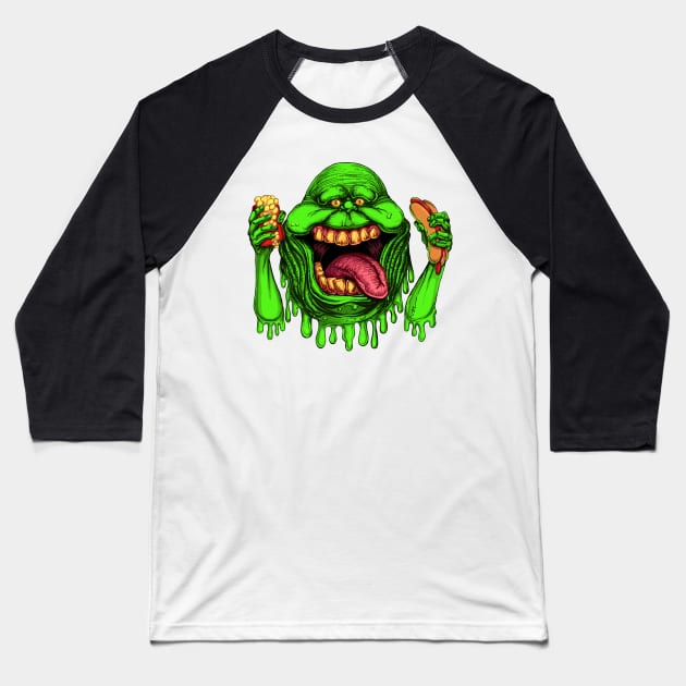 Slimer Baseball T-Shirt by Creepsandbabes